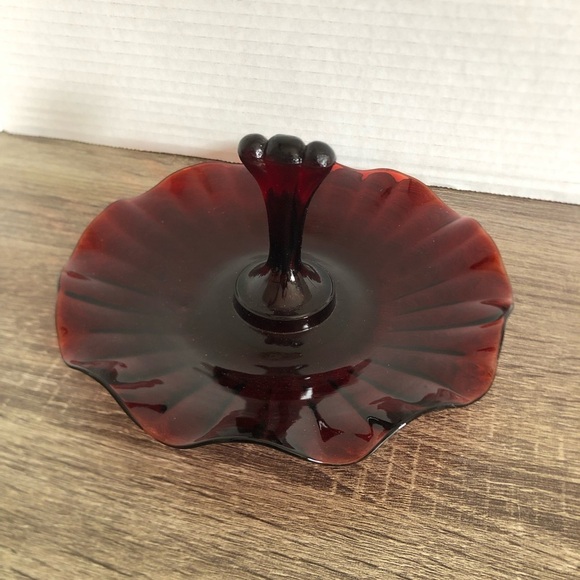 Vtg Anchor Hocking Ruby Handled Dish - Picture 10 of 12